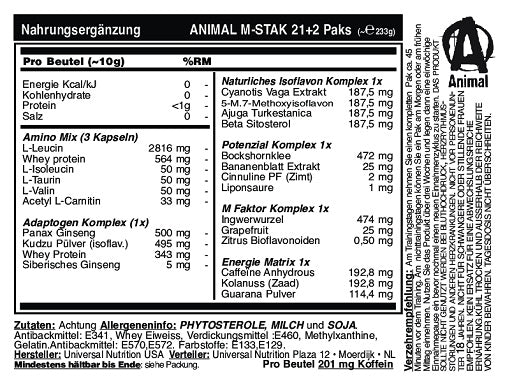 Universal Animal M-Stak 21 Packs - SHOPOUTLET24. Der Protein und Supplement Dealer