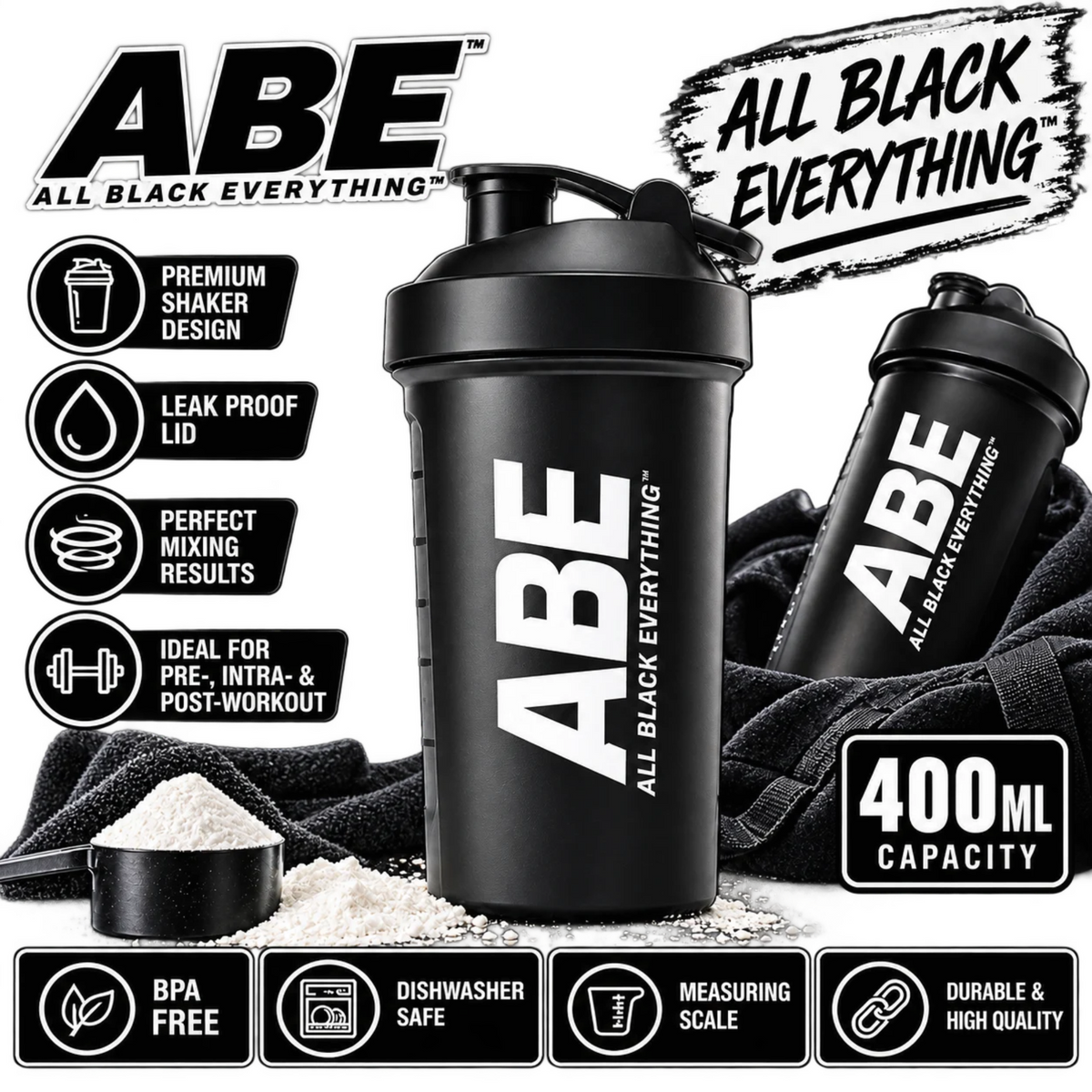 شيكر أبلايد نيوترشن ABE أسود 400 مل