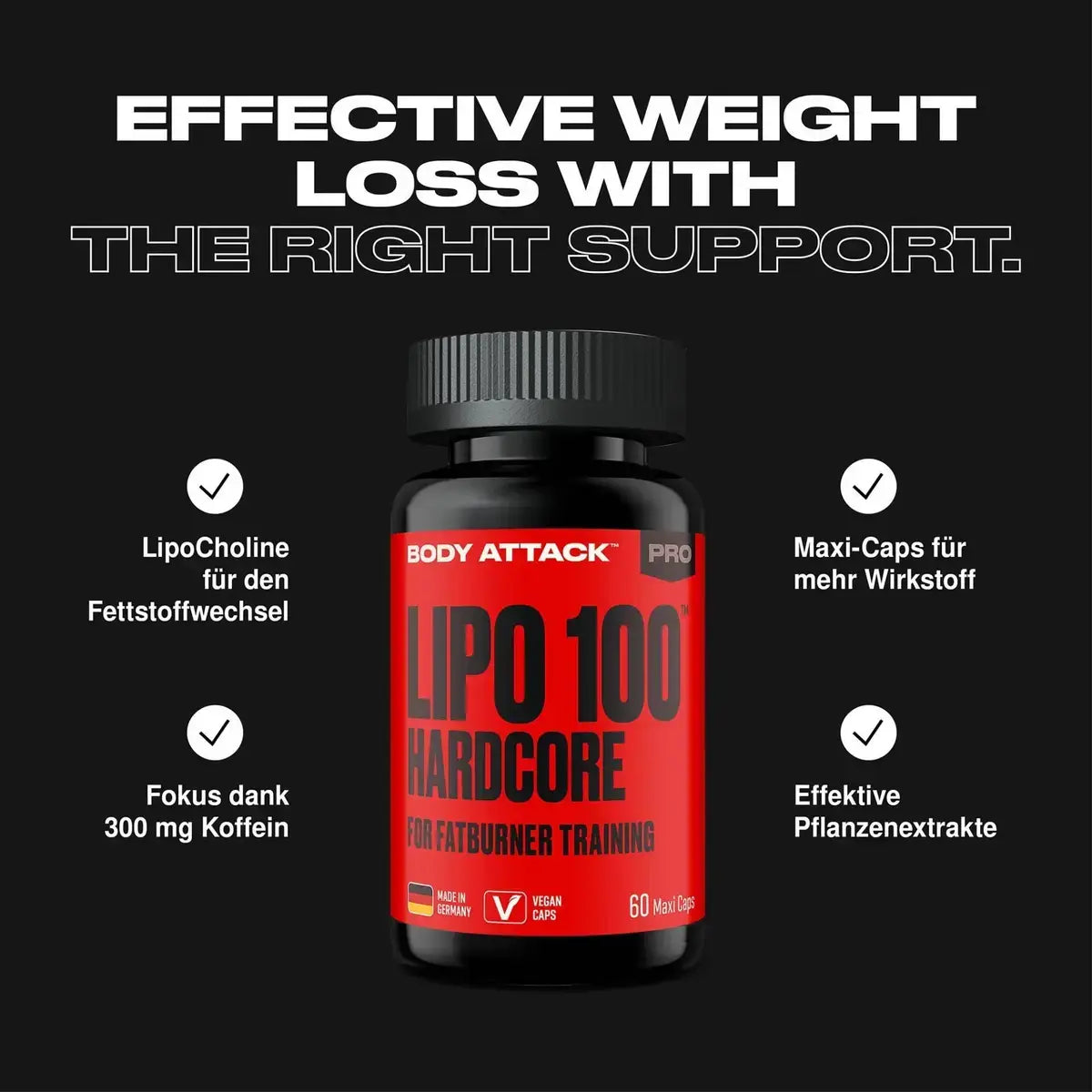 Body Attack Lipo 100 Hardcore Pure Creatine 300g AKTION