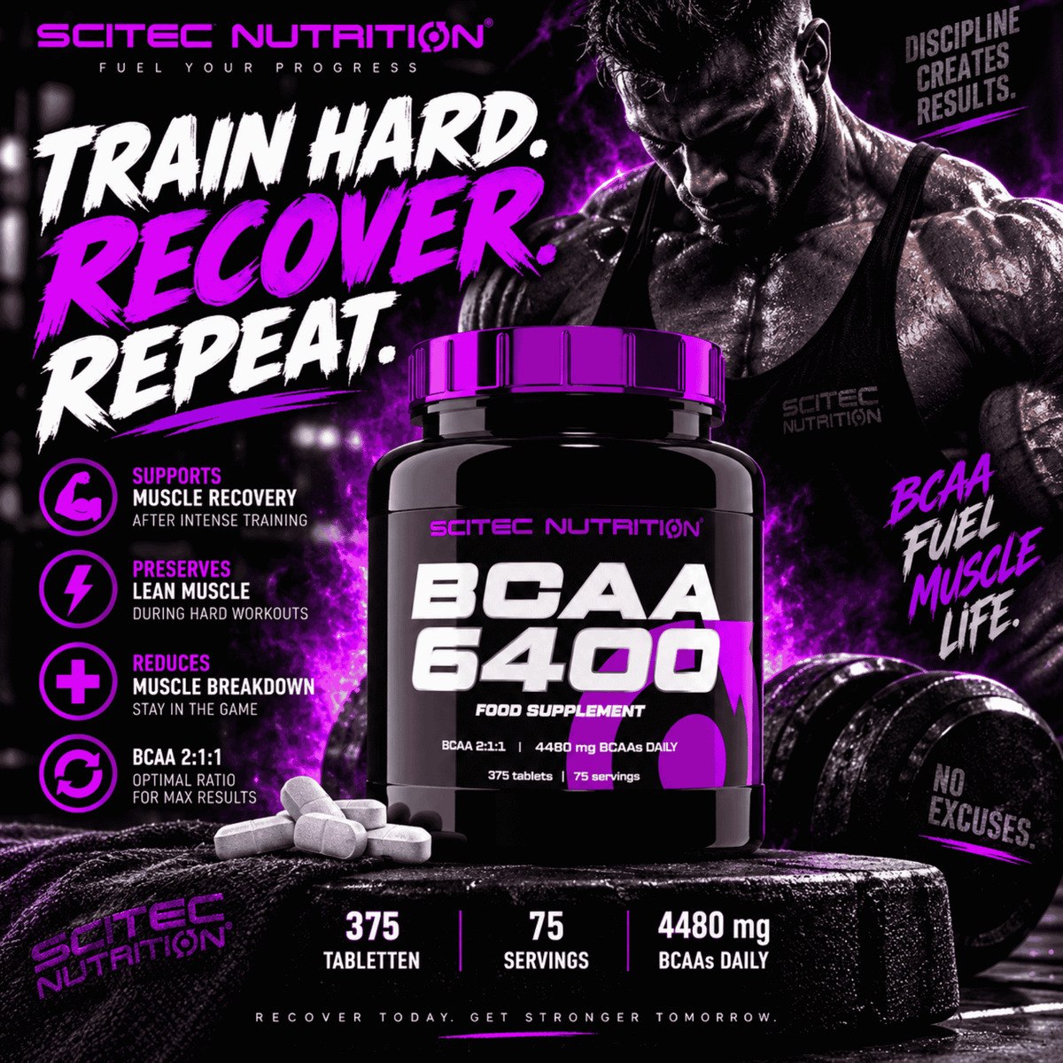 Scitec BCAA 6400 375 Tabletten - SHOPOUTLET24. Der Protein und Supplement Dealer