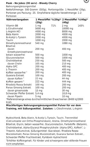 Peak No Jokes 600g - SHOPOUTLET24. Der Protein und Supplement Dealer