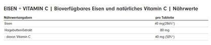 ProFuel EISEN  nat. Vitamin C 180 Tab. - SHOPOUTLET24. Der Protein und Supplement Dealer