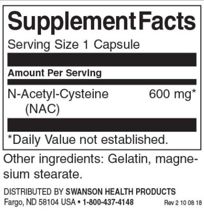 Swanson N-Acetyl Cysteine ( NAC )100 Kapseln - SHOPOUTLET24. Der Protein und Supplement Dealer