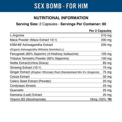 Applied Nutrition Sex Bomb for Him (für den Mann) - 120 caps - SHOPOUTLET24. Der Protein und Supplement Dealer