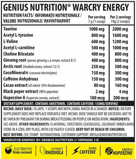 Genius Nutrition - Warcry Energy 300g - SHOPOUTLET24. Der Protein und Supplement Dealer