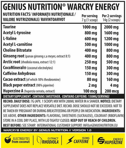 Genius Nutrition - Warcry Energy 300g - SHOPOUTLET24. Der Protein und Supplement Dealer