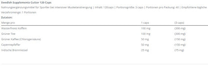 Swedish Supplements Cutter 120 Caps - SHOPOUTLET24. Der Protein und Supplement Dealer