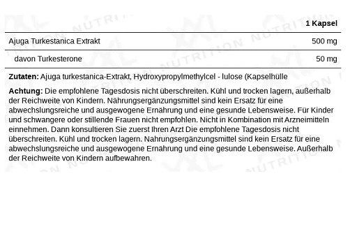 XXL Nutrition Turkesterone - 60 Kapseln - SHOPOUTLET24. Der Protein und Supplement Dealer