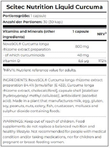 Scitec Liquid Curcuma 30 Kapseln - SHOPOUTLET24. Der Protein und Supplement Dealer
