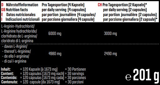 Body Attack L-Arginine 1500 120 capsules