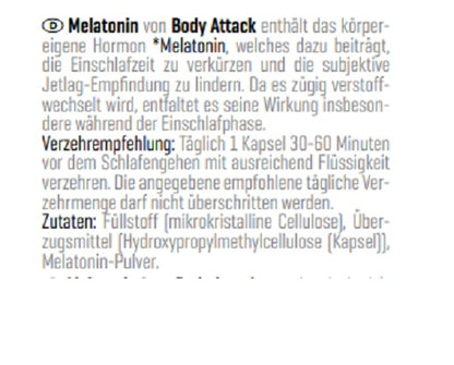 Body Attack Melatonin 60 Caps - SHOPOUTLET24. Der Protein und Supplement Dealer