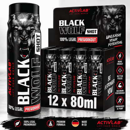 Activlab Black Wolf Preworkout Shot 12 x 80ml - SHOPOUTLET24. Der Protein und Supplement Dealer