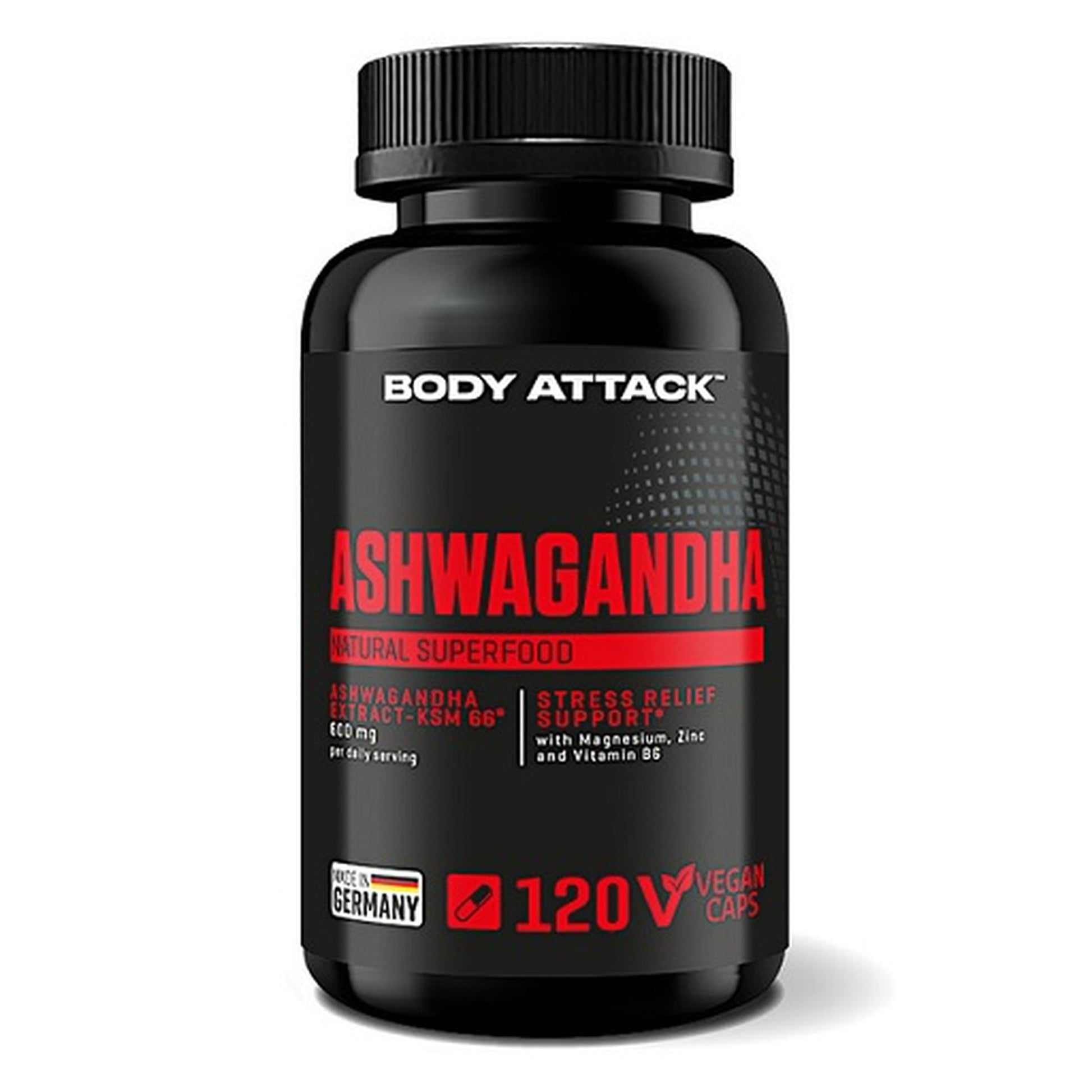 Body Attack Ashwagandha KSM-66 - 120 Kapseln - SHOPOUTLET24. Der Protein und Supplement Dealer