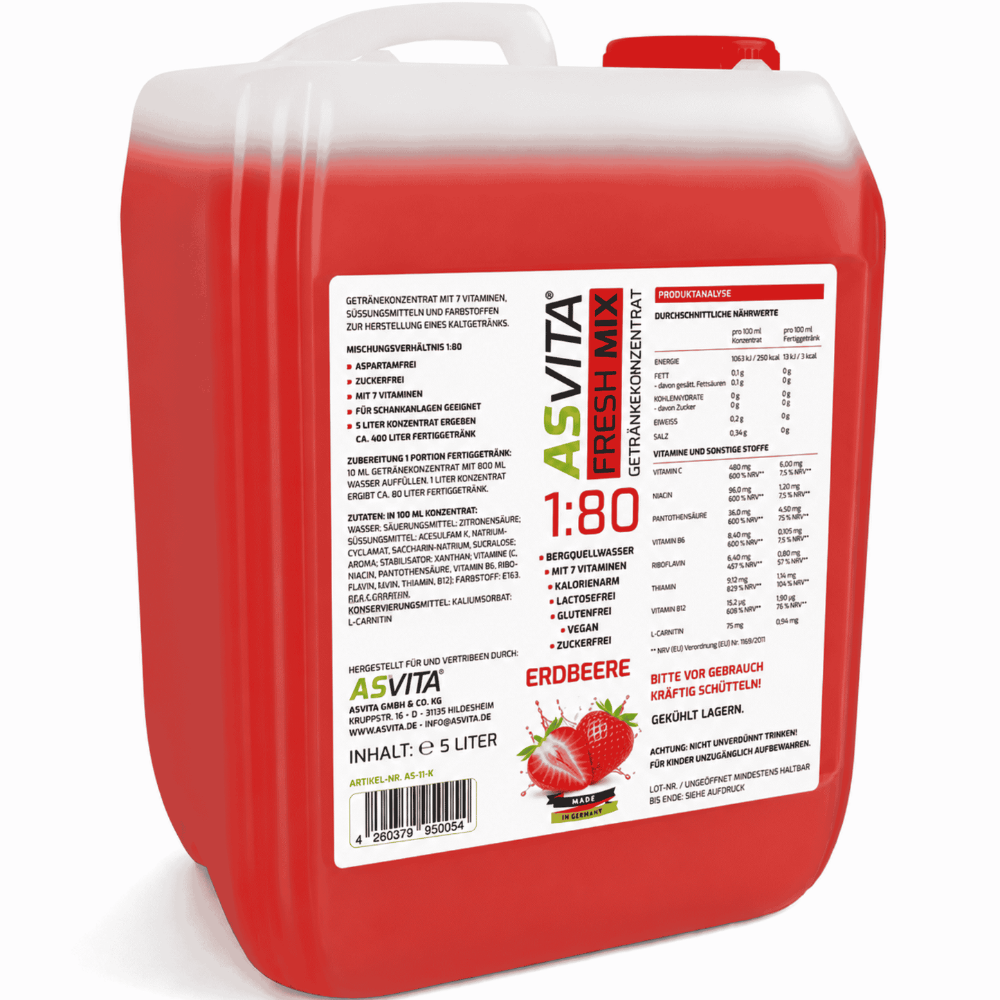 ASVita Fresh Mix Mineralgetränk 1:80 - 5L - SHOPOUTLET24. Der Protein und Supplement Dealer