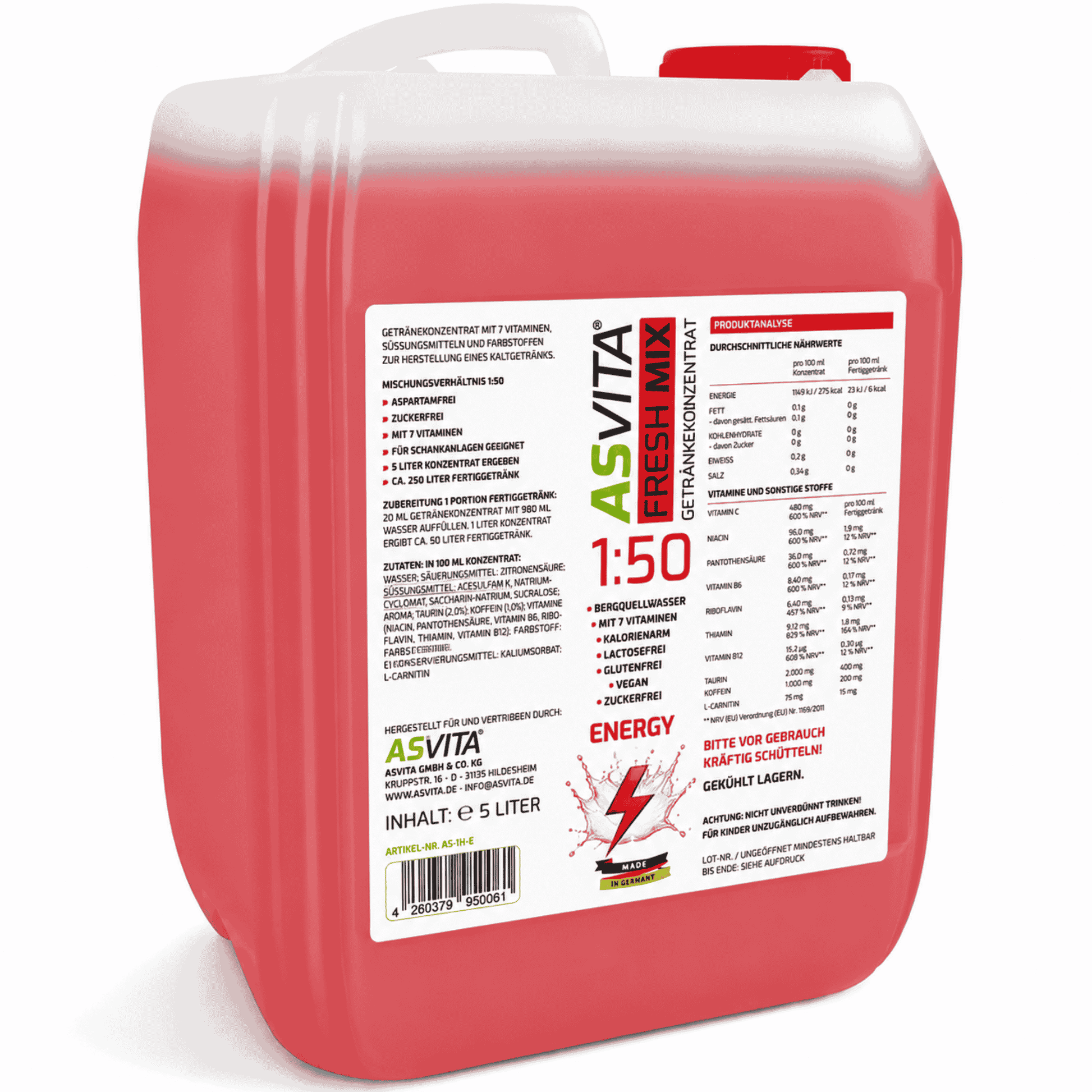 ASVita Fresh Mix Mineralgetränk 1:80 - 5L - SHOPOUTLET24. Der Protein und Supplement Dealer