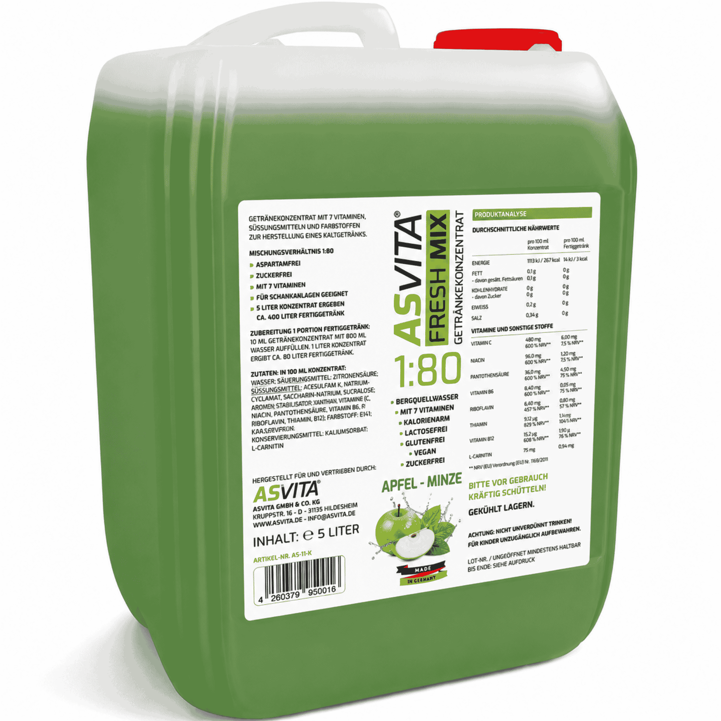 ASVita Fresh Mix Mineralgetränk 1:80 - 5L - SHOPOUTLET24. Der Protein und Supplement Dealer