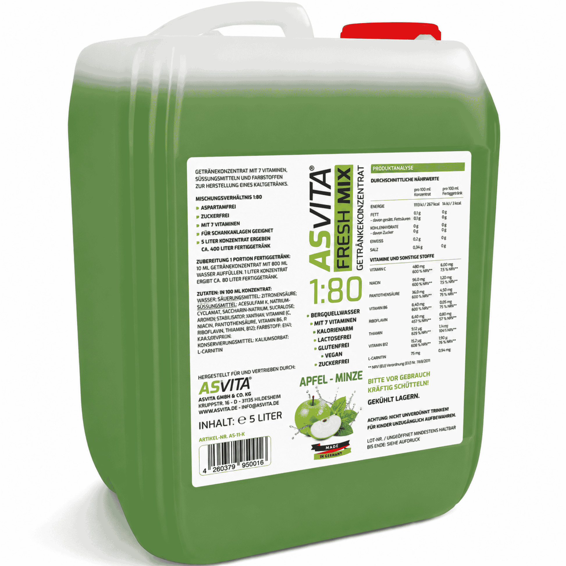 ASVita Fresh Mix Mineralgetränk 1:80 - 5L - SHOPOUTLET24. Der Protein und Supplement Dealer