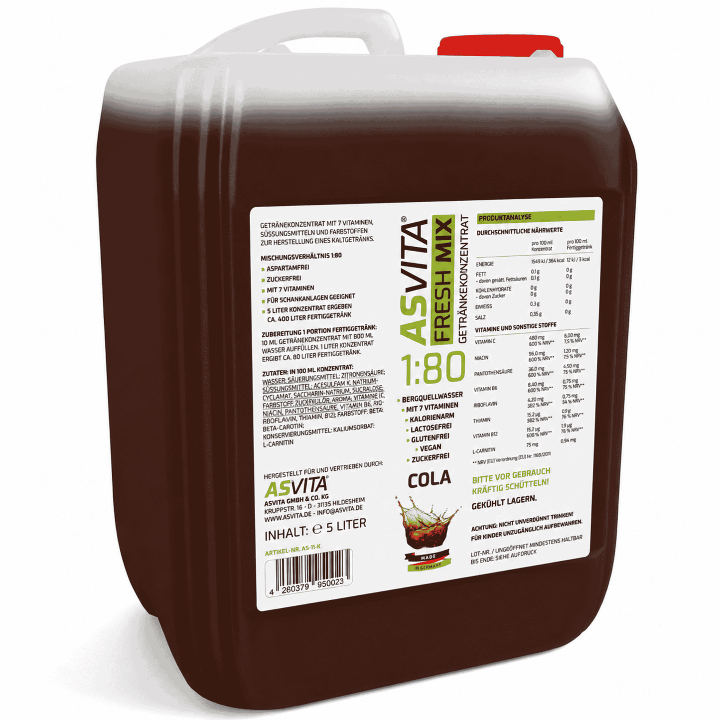 ASVita Fresh Mix Mineralgetränk 1:80 - 5L - SHOPOUTLET24. Der Protein und Supplement Dealer