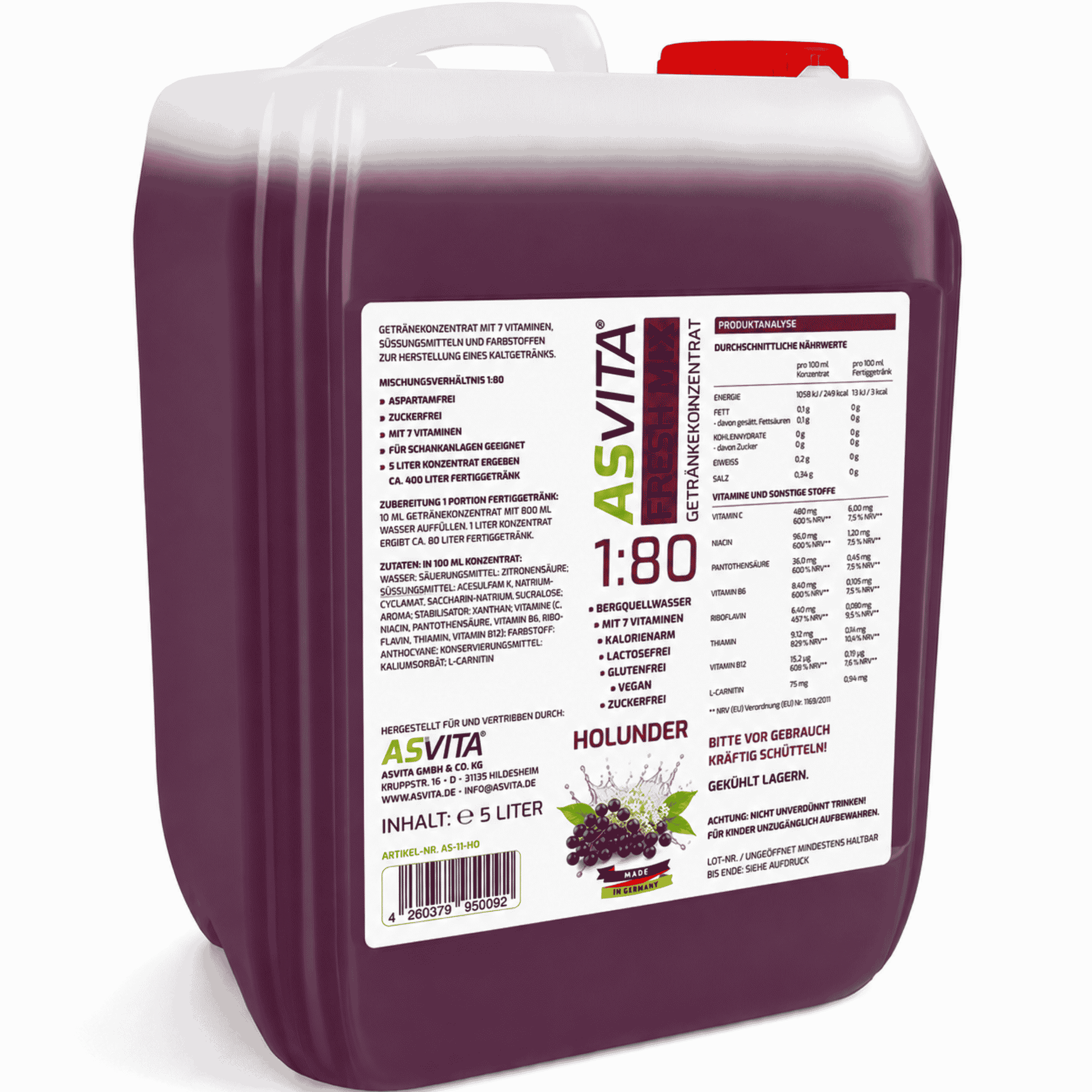 ASVita Fresh Mix Mineralgetränk 1:80 - 5L - SHOPOUTLET24. Der Protein und Supplement Dealer