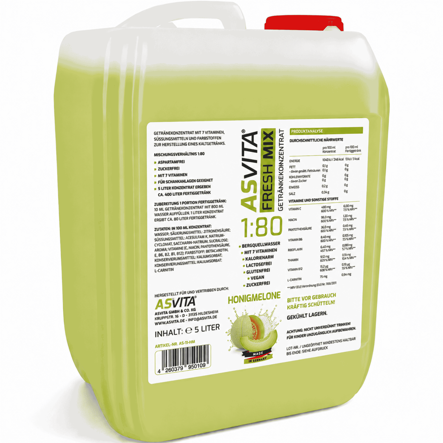 ASVita Fresh Mix Mineralgetränk 1:80 - 5L - SHOPOUTLET24. Der Protein und Supplement Dealer
