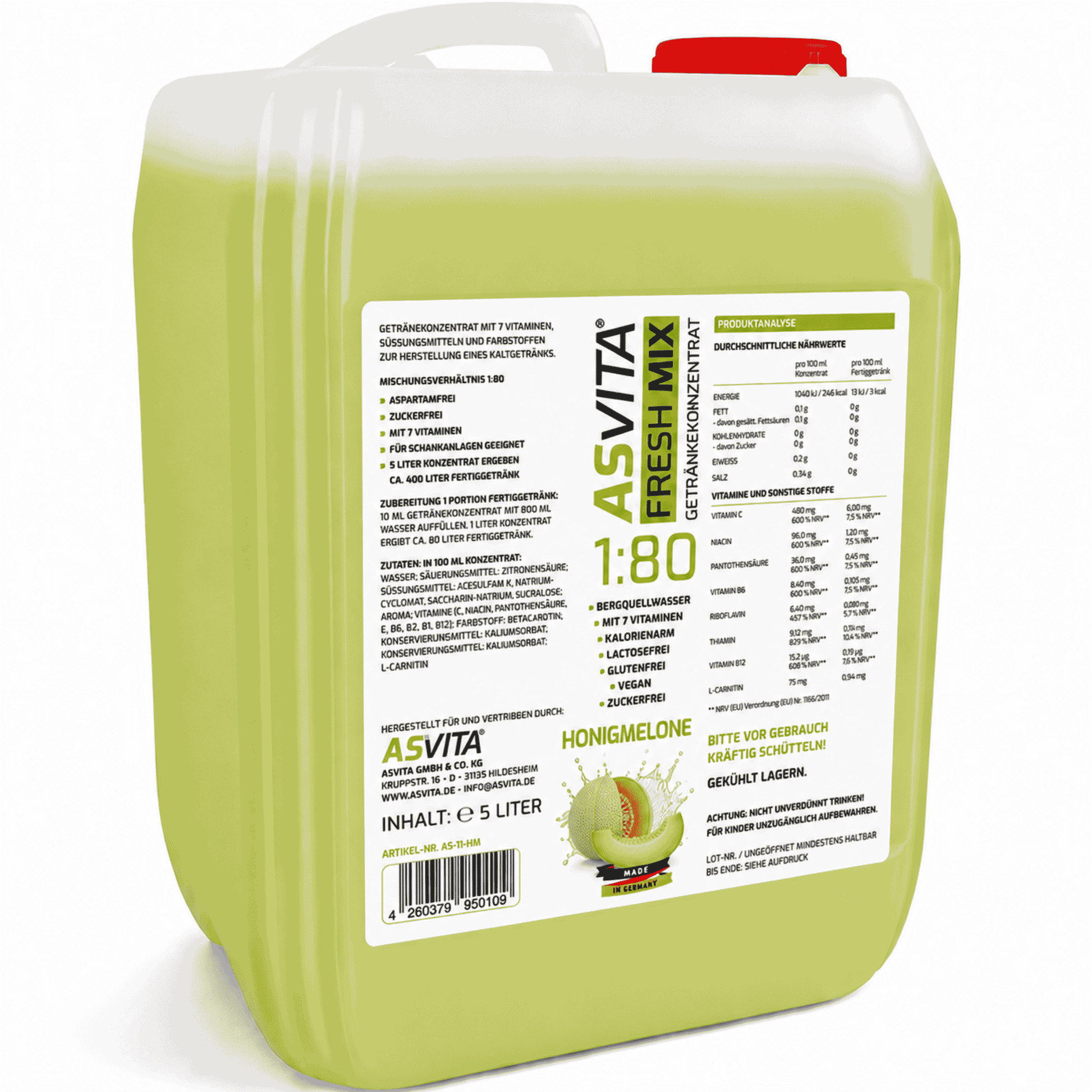 ASVita Fresh Mix Mineralgetränk 1:80 - 5L - SHOPOUTLET24. Der Protein und Supplement Dealer