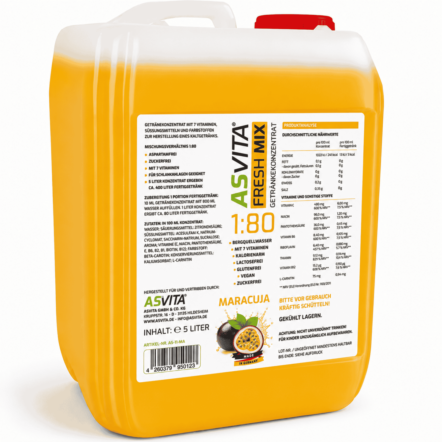 ASVita Fresh Mix Mineralgetränk 1:80 - 5L - SHOPOUTLET24. Der Protein und Supplement Dealer