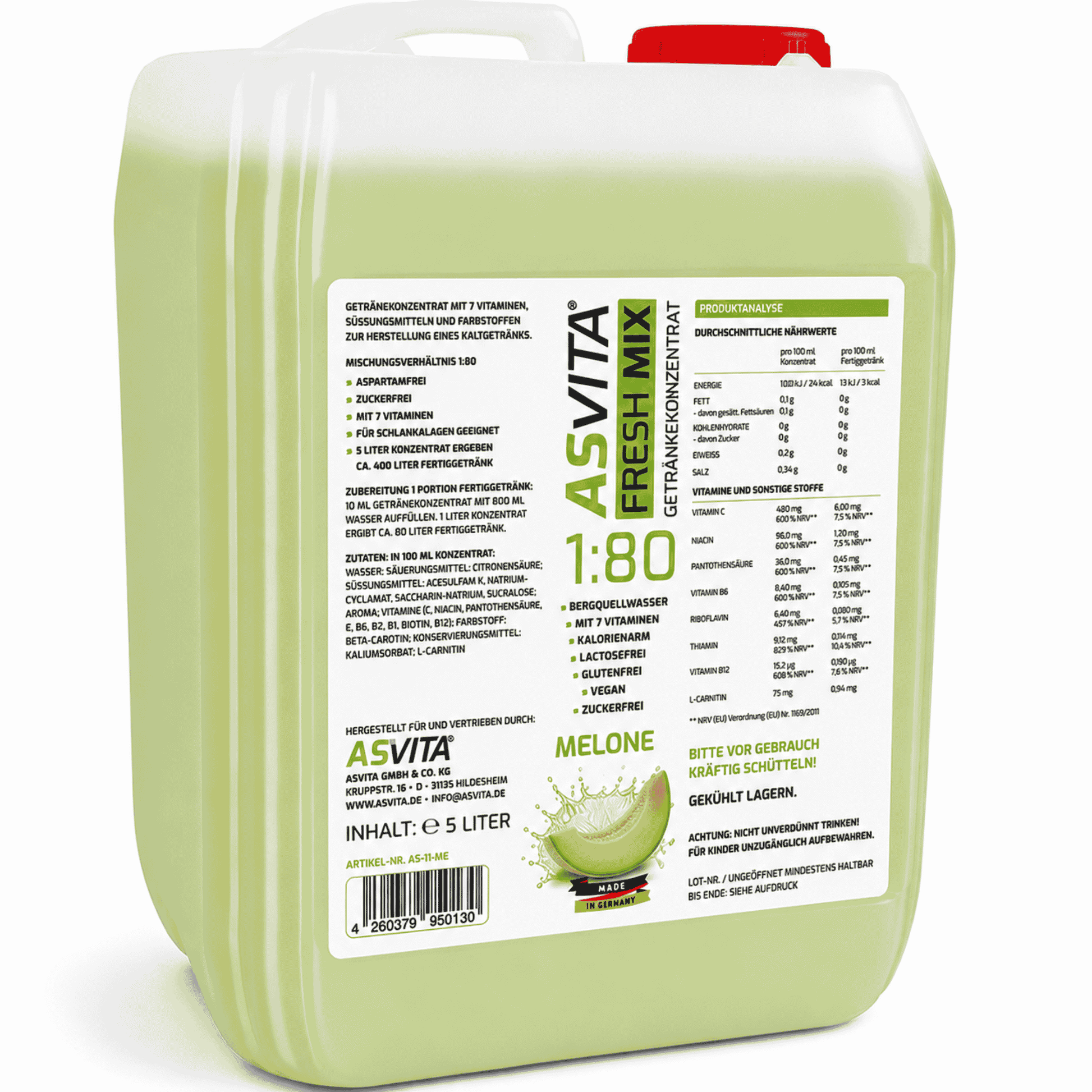 ASVita Fresh Mix Mineralgetränk 1:80 - 5L - SHOPOUTLET24. Der Protein und Supplement Dealer