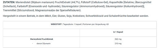 BioTech Milk Thistle 60 Kapseln - SHOPOUTLET24. Der Protein und Supplement Dealer