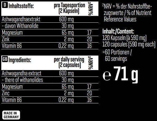 Body Attack Ashwagandha 120 Kapseln - SHOPOUTLET24. Der Protein und Supplement Dealer
