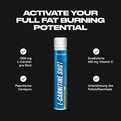 Body Attack L-Carnitine Shots 20x25ml - Citrus - SHOPOUTLET24. Der Protein und Supplement Dealer
