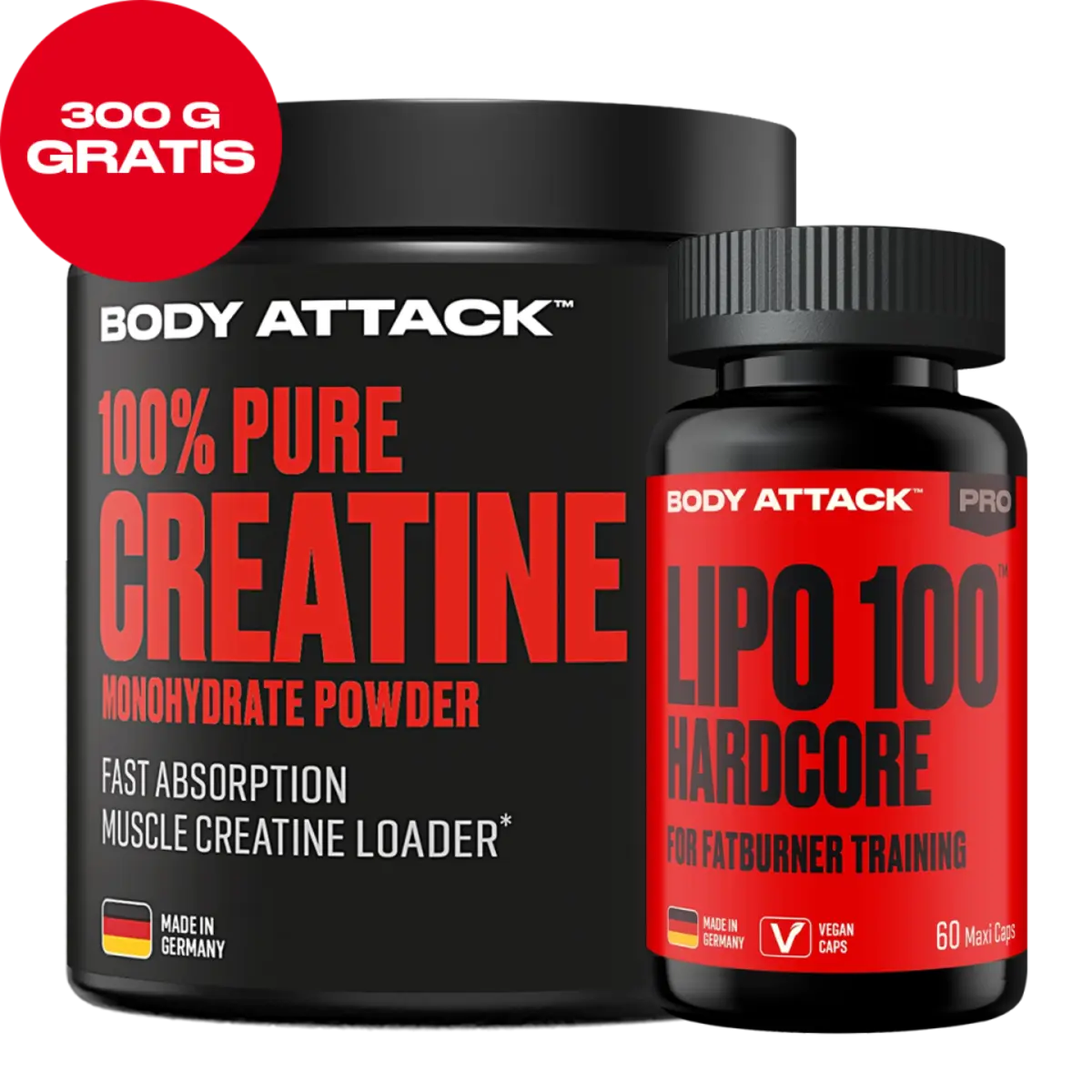 Body Attack Lipo 100 Hardcore  Pure Creatine 300g AKTION