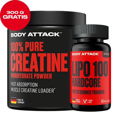 Body Attack Lipo 100 Hardcore  Pure Creatine 300g AKTION