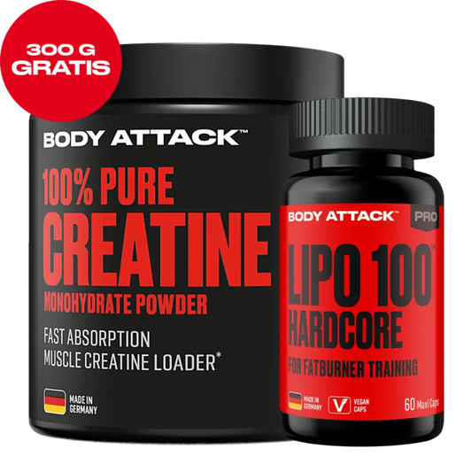 Body Attack Lipo 100 Hardcore  Pure Creatine 300g AKTION