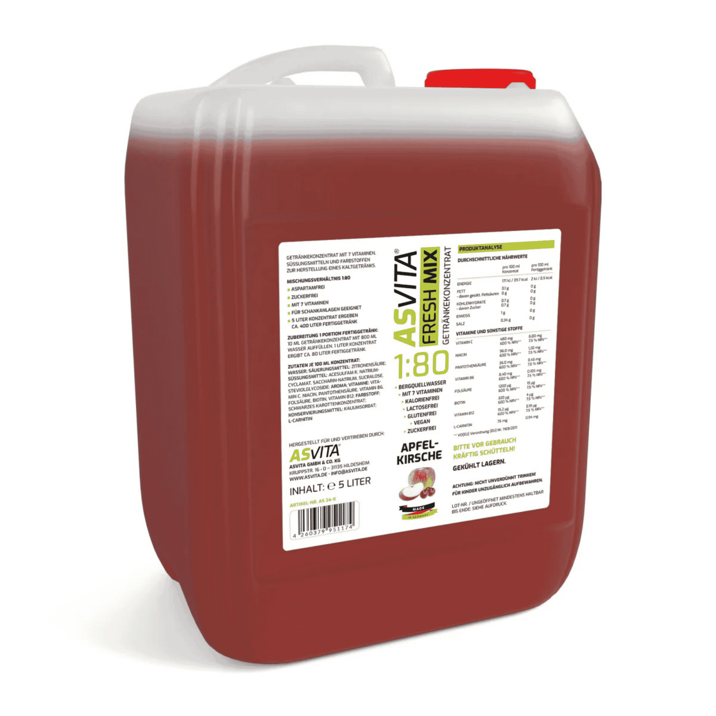 ASVita Fresh Mix Mineralgetränk 1:80 - 5L - SHOPOUTLET24. Der Protein und Supplement Dealer