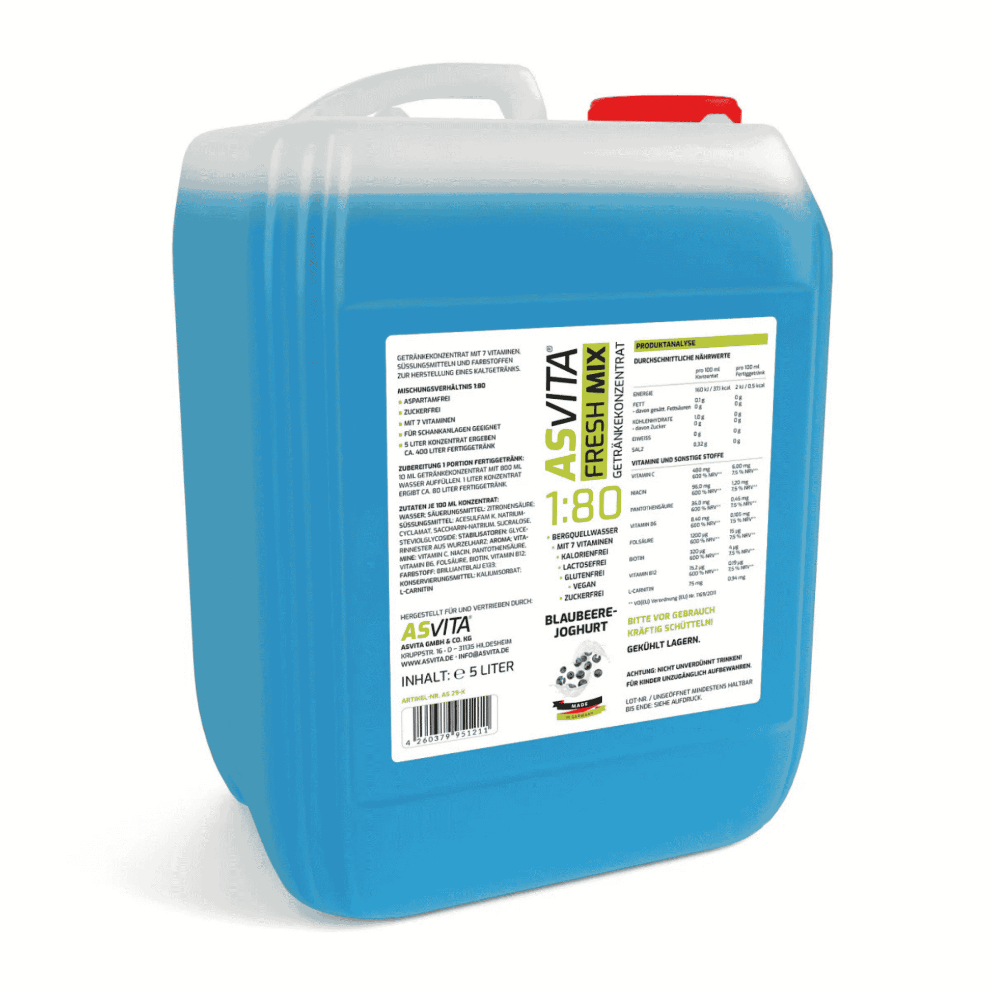 ASVita Fresh Mix Mineralgetränk 1:80 - 5L - SHOPOUTLET24. Der Protein und Supplement Dealer