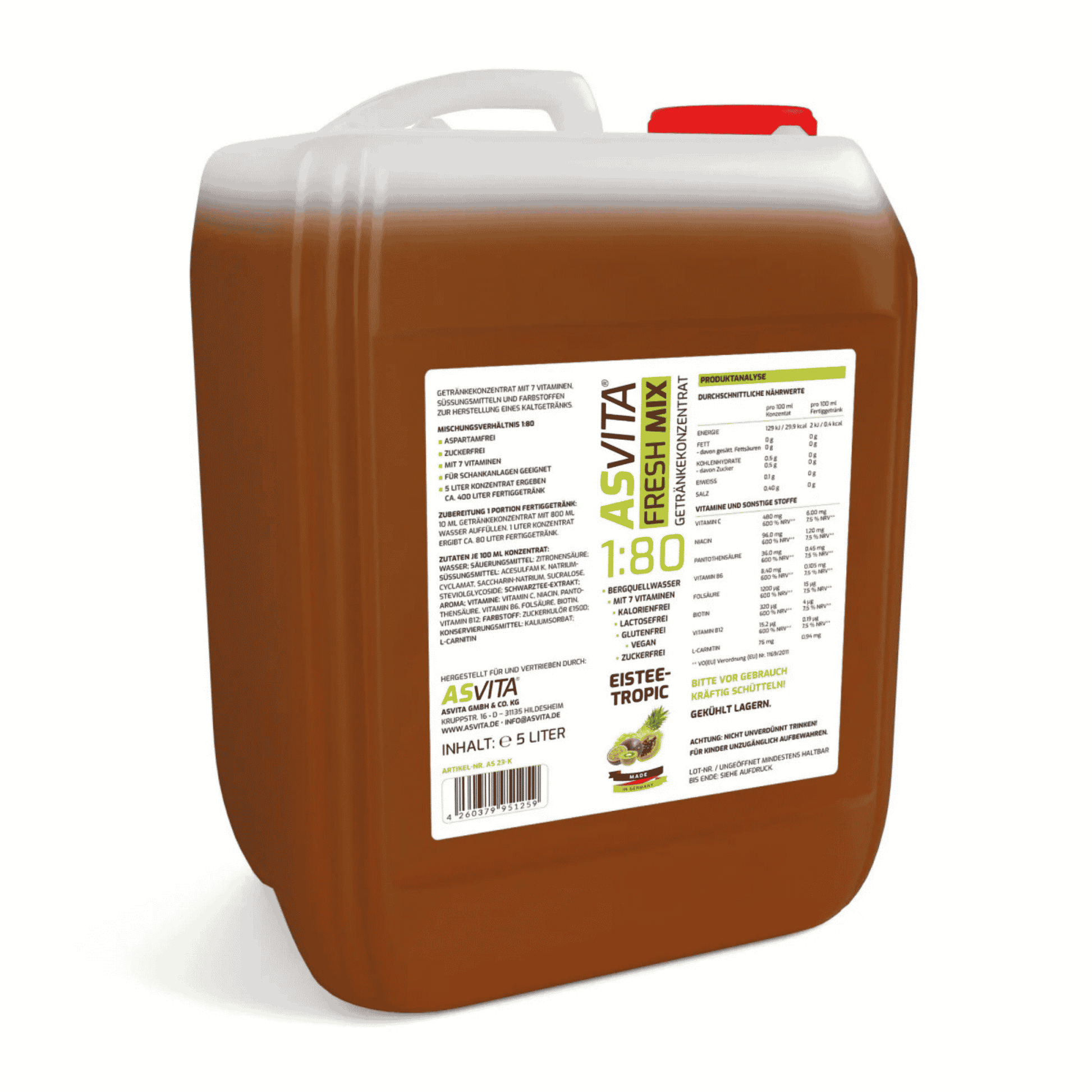 ASVita Fresh Mix Mineralgetränk 1:80 - 5L - SHOPOUTLET24. Der Protein und Supplement Dealer