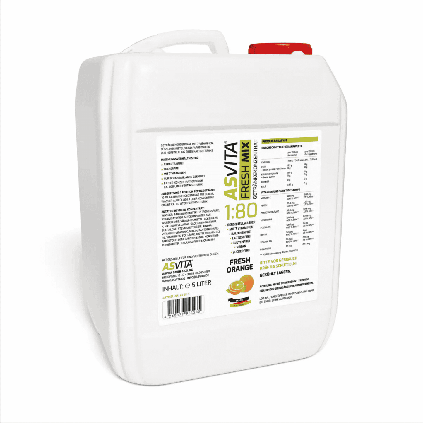 ASVita Fresh Mix Mineralgetränk 1:80 - 5L - SHOPOUTLET24. Der Protein und Supplement Dealer