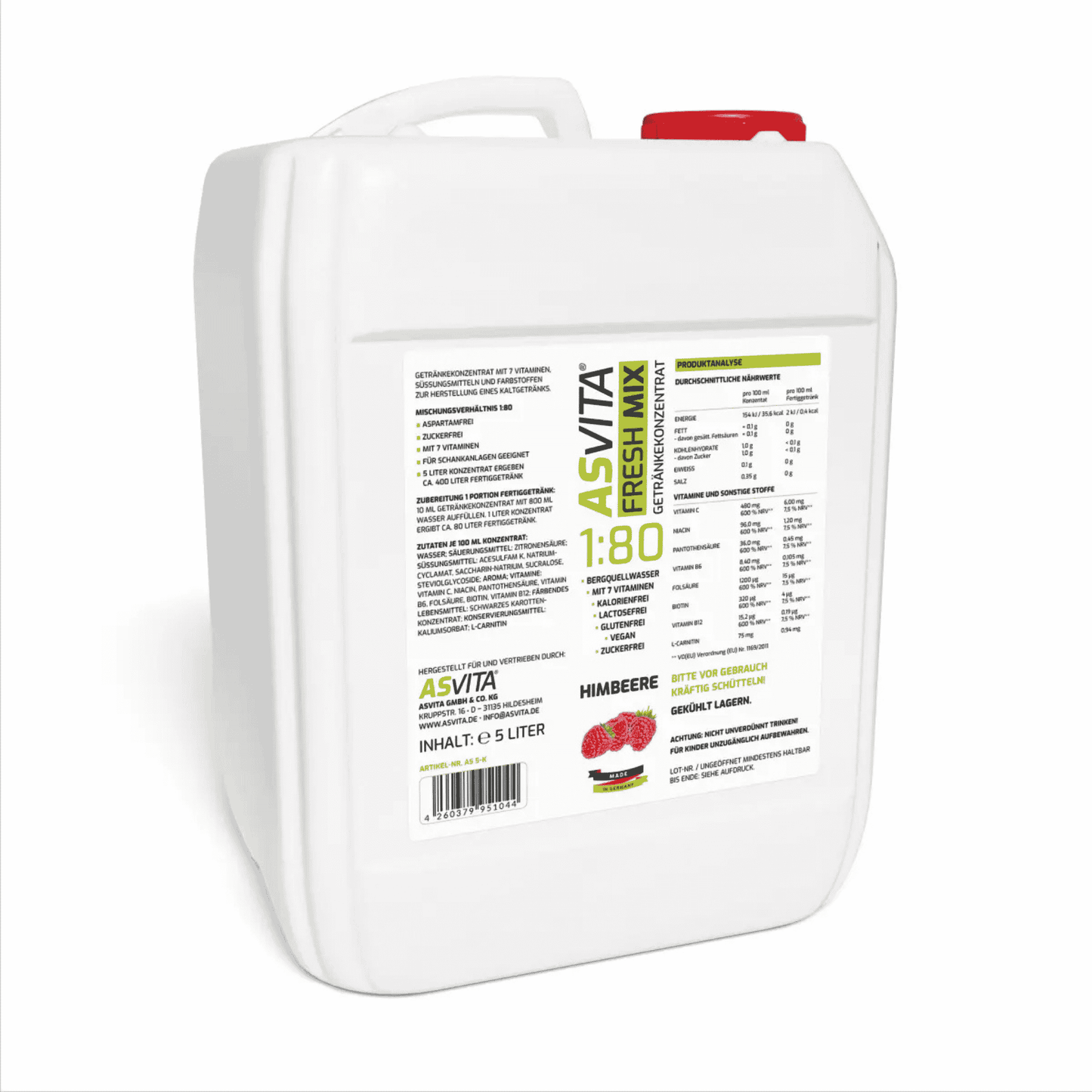 ASVita Fresh Mix Mineralgetränk 1:80 - 5L - SHOPOUTLET24. Der Protein und Supplement Dealer