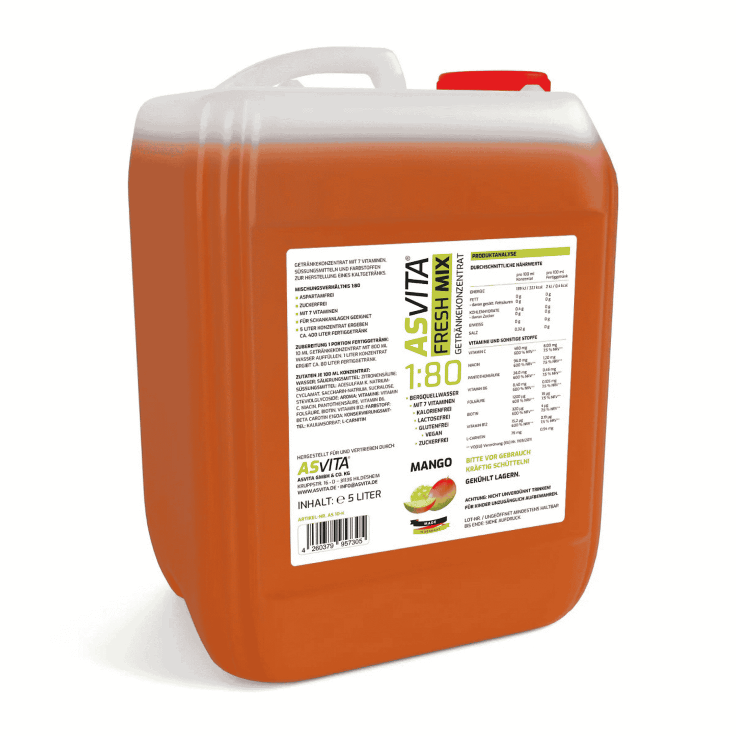 ASVita Fresh Mix Mineralgetränk 1:80 - 5L - SHOPOUTLET24. Der Protein und Supplement Dealer
