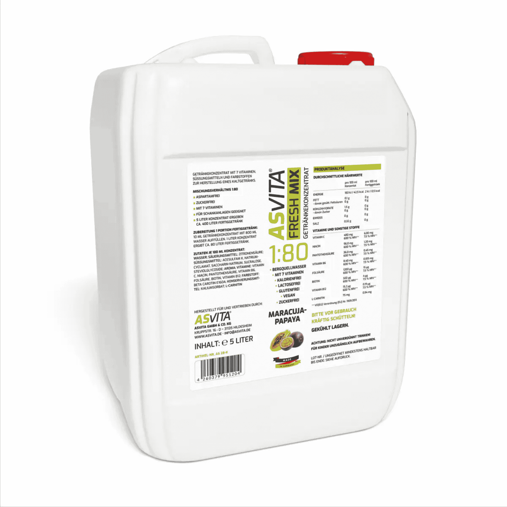 ASVita Fresh Mix Mineralgetränk 1:80 - 5L - SHOPOUTLET24. Der Protein und Supplement Dealer