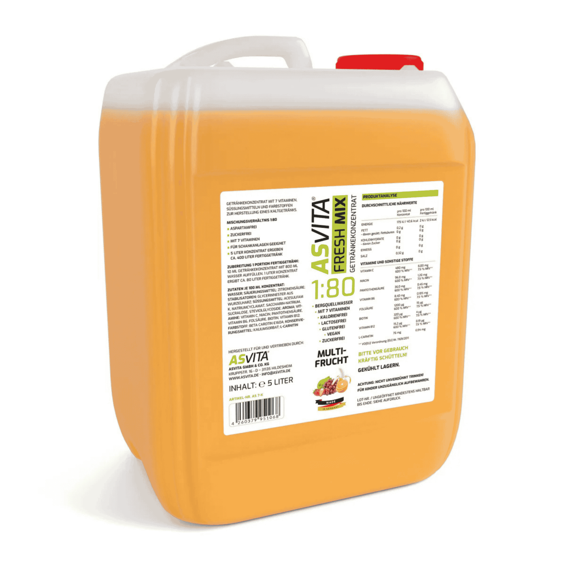 ASVita Fresh Mix Mineralgetränk 1:80 - 5L - SHOPOUTLET24. Der Protein und Supplement Dealer
