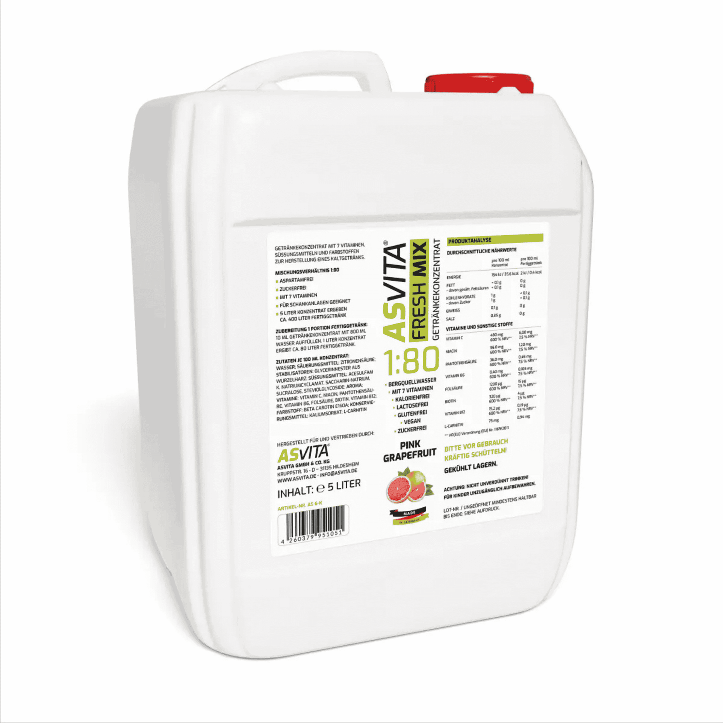 ASVita Fresh Mix Mineralgetränk 1:80 - 5L - SHOPOUTLET24. Der Protein und Supplement Dealer