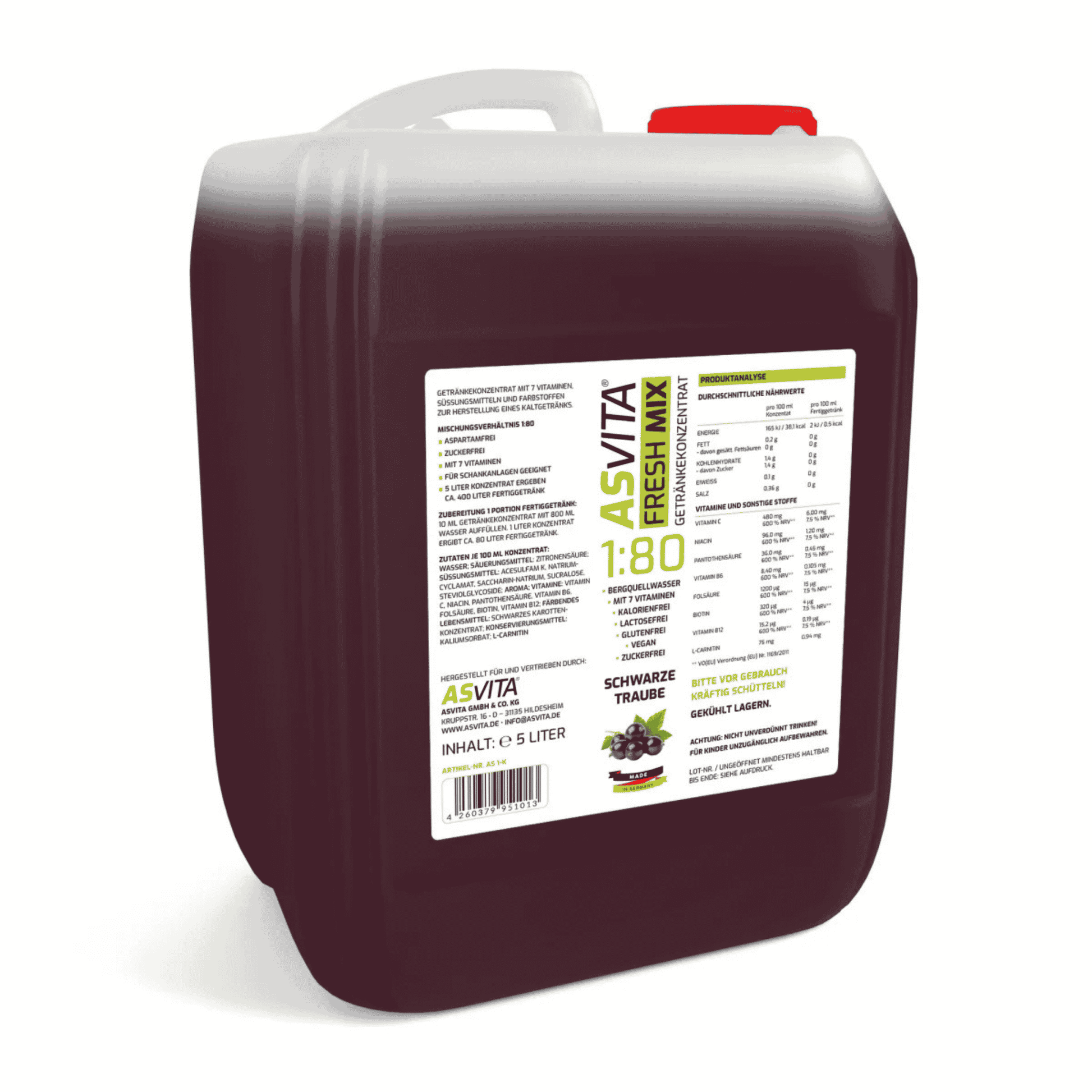 ASVita Fresh Mix Mineralgetränk 1:80 - 5L - SHOPOUTLET24. Der Protein und Supplement Dealer