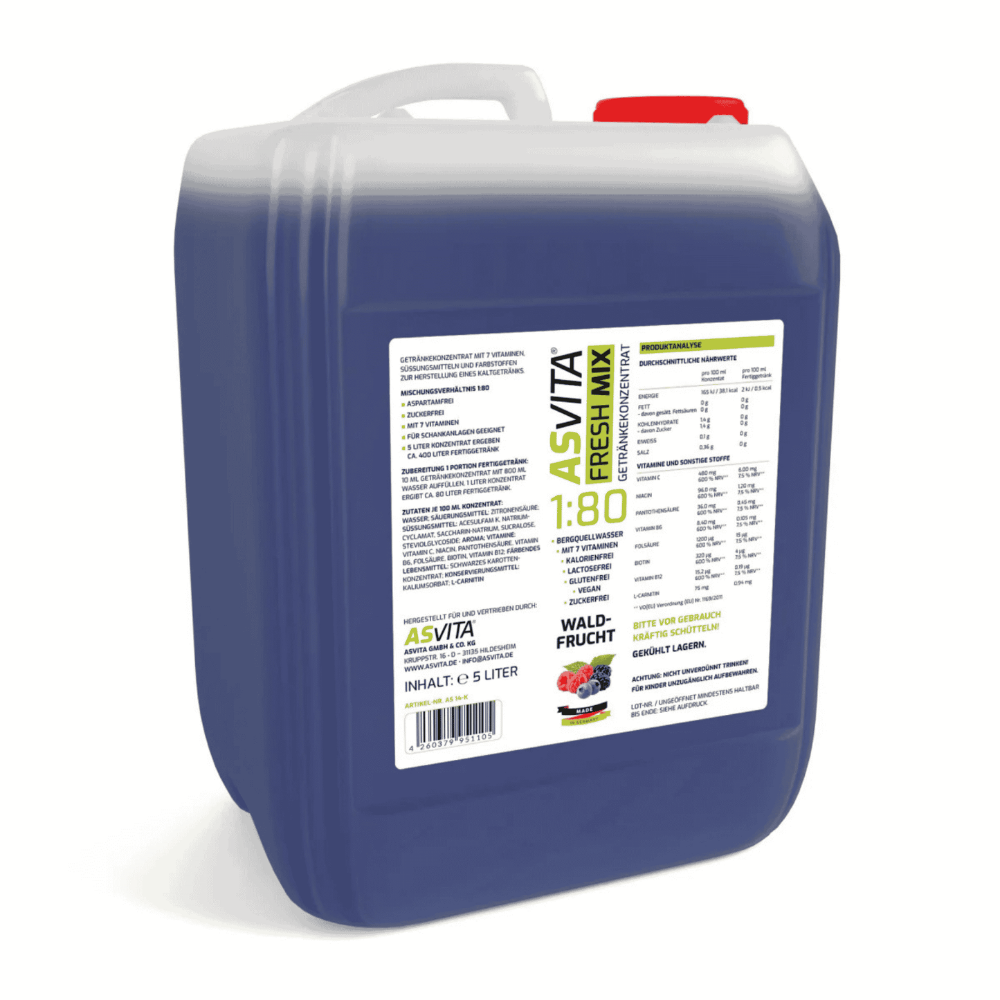 ASVita Fresh Mix Mineralgetränk 1:80 - 5L - SHOPOUTLET24. Der Protein und Supplement Dealer