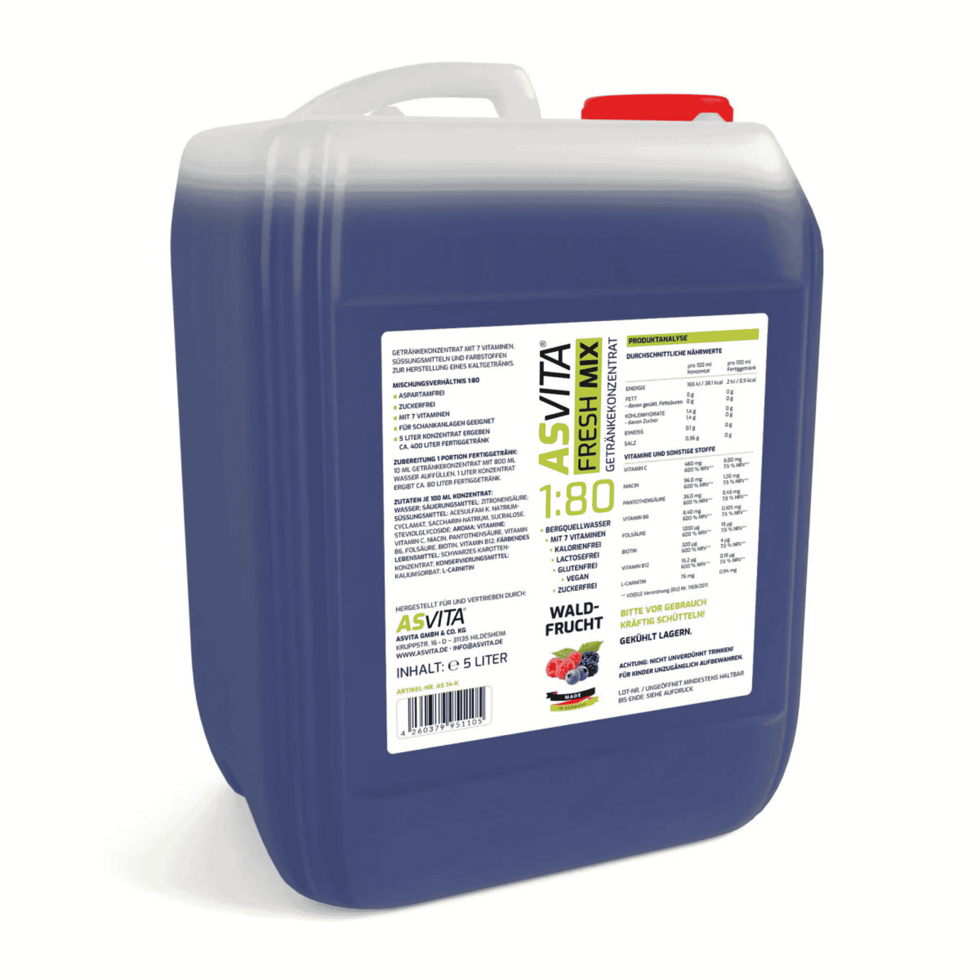 ASVita Fresh Mix Mineralgetränk 1:80 - 5L - SHOPOUTLET24. Der Protein und Supplement Dealer