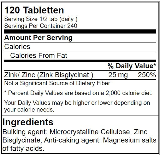 GN Zinc Bisglycinate Health Line - 120 Tabl. - SHOPOUTLET24. Der Protein und Supplement Dealer