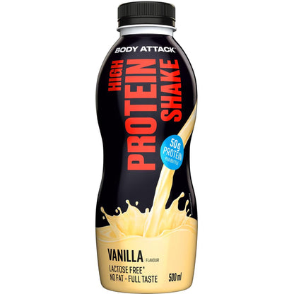 Body Attack High Protein Shake 12x500ml - SHOPOUTLET24. Der Protein und Supplement Dealer