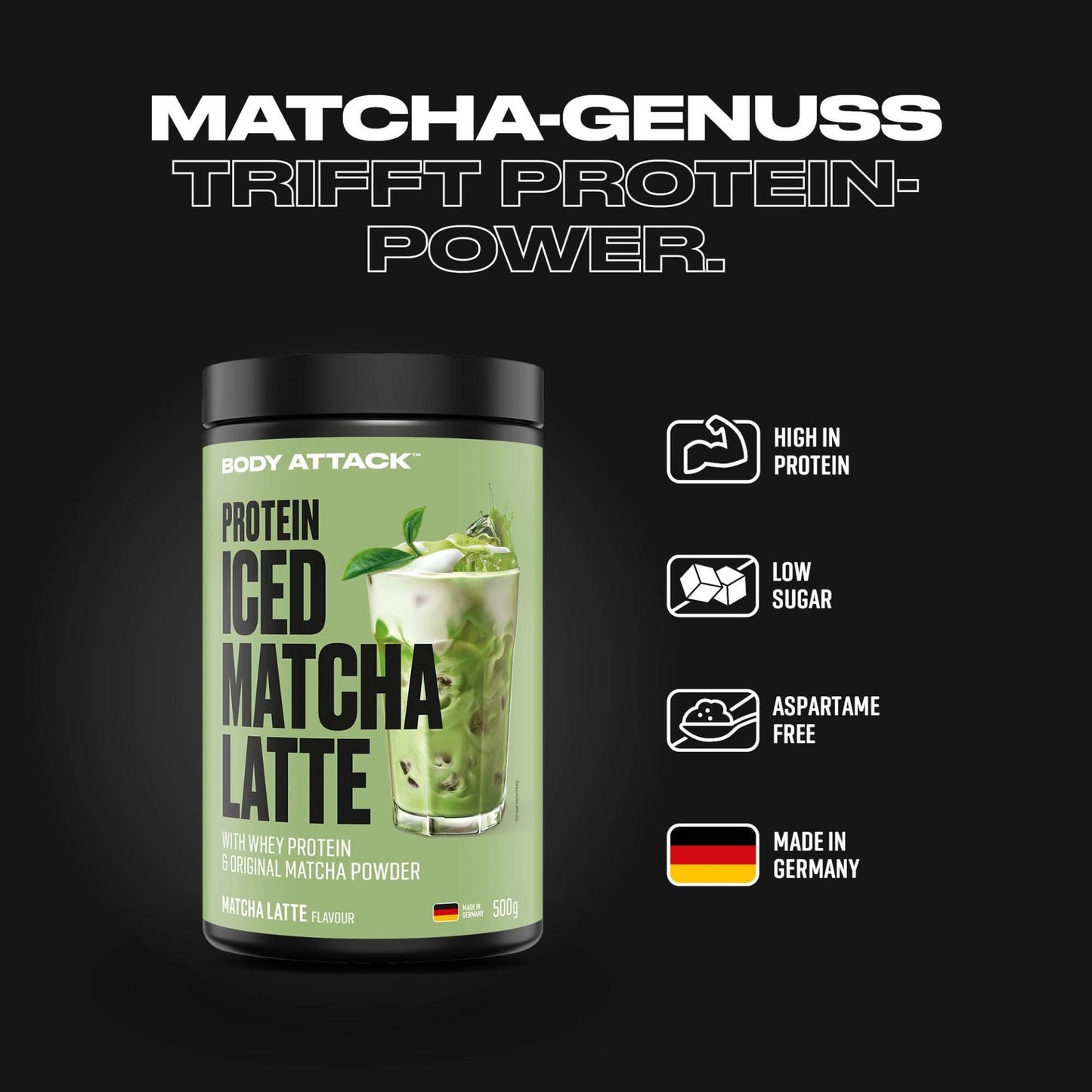 Body Attack Protein Iced Matcha Latte 500g - SHOPOUTLET24. Der Protein und Supplement Dealer