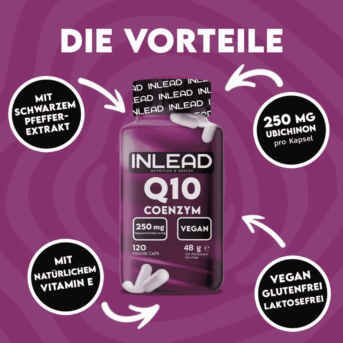 INLEAD Q10 Coenzym 120 Kapseln - SHOPOUTLET24. Der Protein und Supplement Dealer