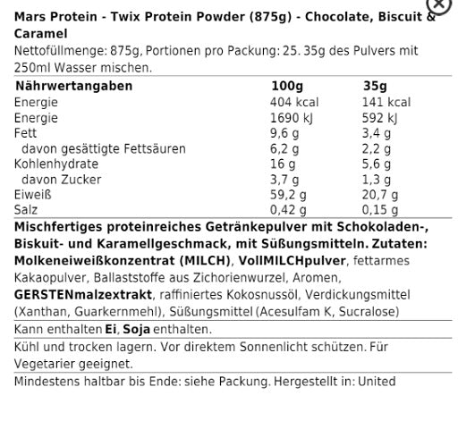 Twix Hi Protein Powder 875g - Choco Biscuit and Caramel - SHOPOUTLET24. Der Protein und Supplement Dealer